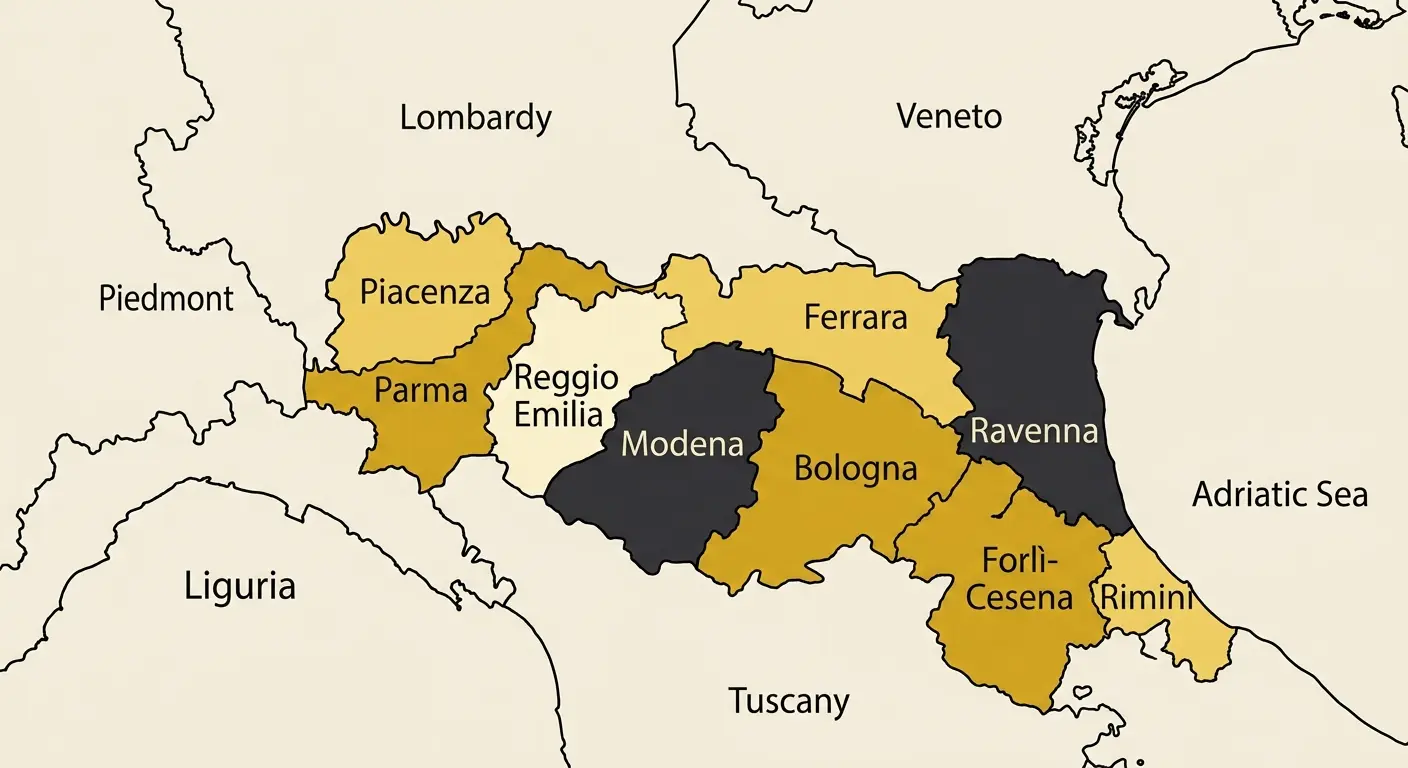Mappa dell'Emilia-Romagna con le province coperte dal servizio di pronto intervento idraulico