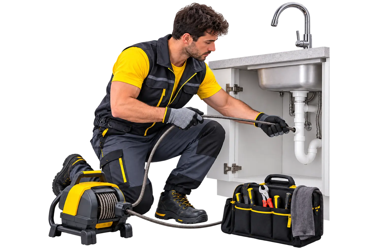 Tecnico che monta una vasca da bagno
