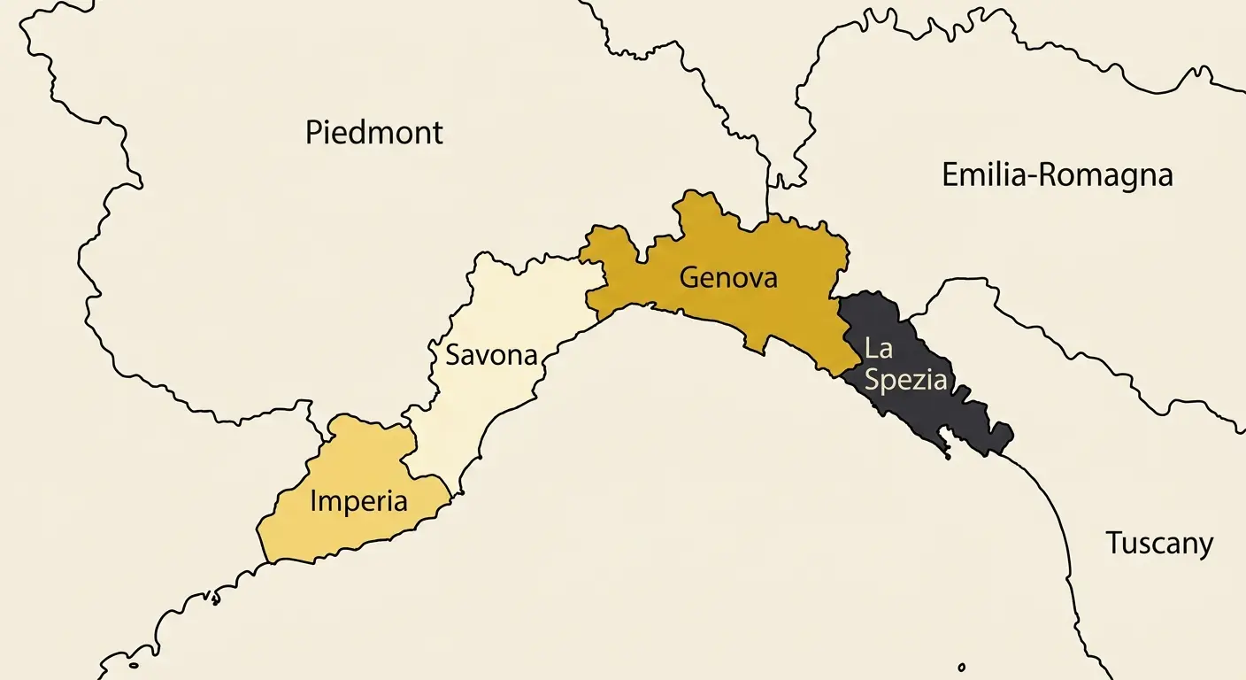 Mappa della Liguria con le città coperte dal servizio di pronto intervento idraulico