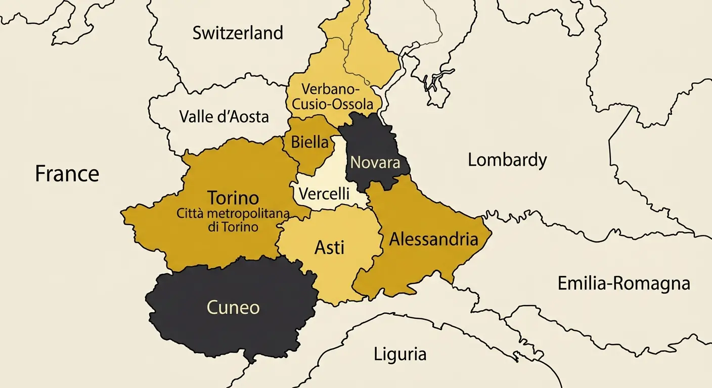 Mappa del Piemonte con le città coperte dal servizio di pronto intervento idraulico