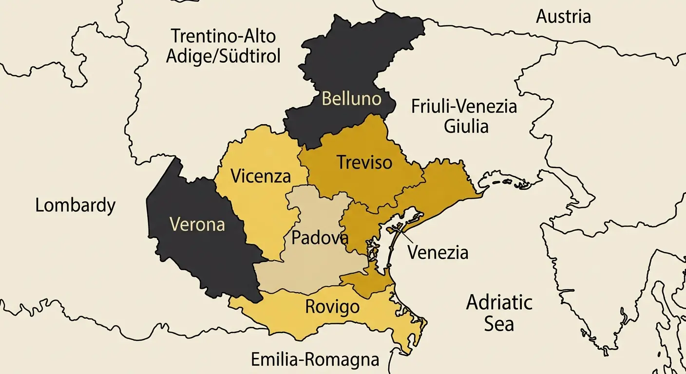Mappa del Veneto con le città coperte dal servizio di pronto intervento idraulico