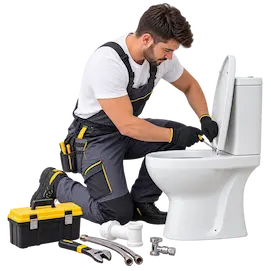 Tecnico che installa un sanitario in un bagno